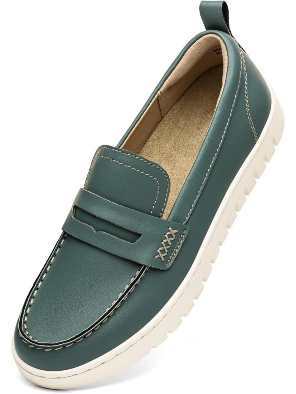 🆕Women's Green Comfortable Classic Penny Loafers Leather Sneakers Casual